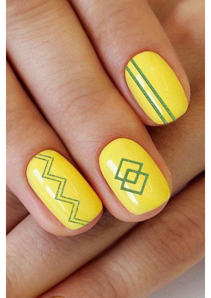 Artikel Yeşil Etnik Çizgiler Metalik Tırnak Sticker, Nail Sticker, Nail Art indirimleri