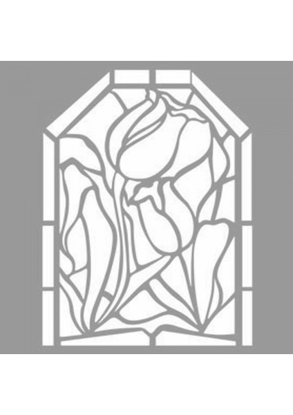 Lale Vitrayı Stencil Tasarımı 30 x 30 cm