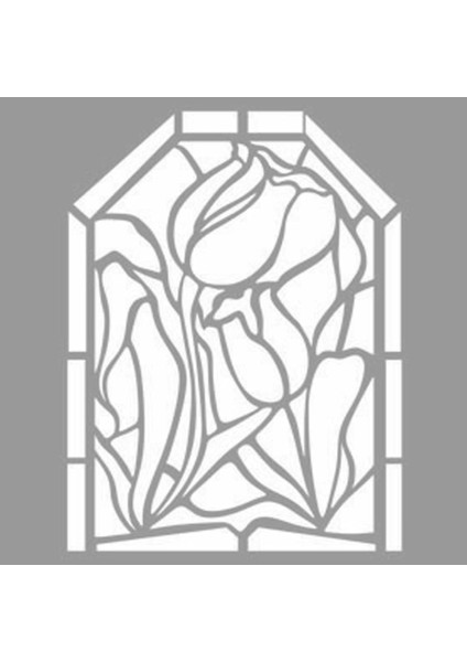 Lale Vitrayı Stencil Tasarımı 30 x 30 cm modelleri