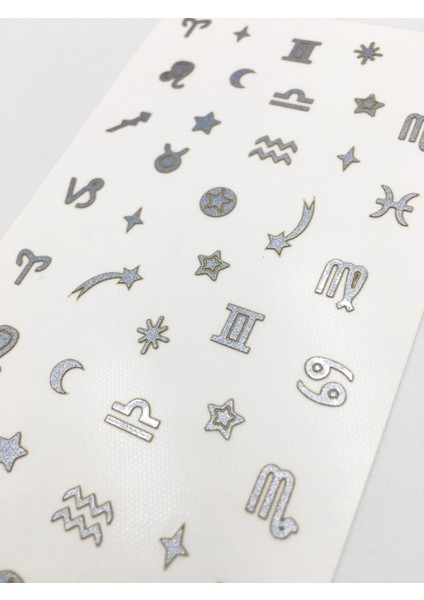 Artikel Gümüş Burçlar Metalik Tırnak Sticker, Nail Sticker, Nail Art