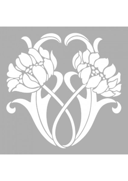 Art Nouveau Demet Çiçek-18 Stencil Tasarımı 30 x 30 cm