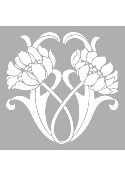 Art Nouveau Demet Çiçek-18 Stencil Tasarımı 30 x 30 cm modelleri