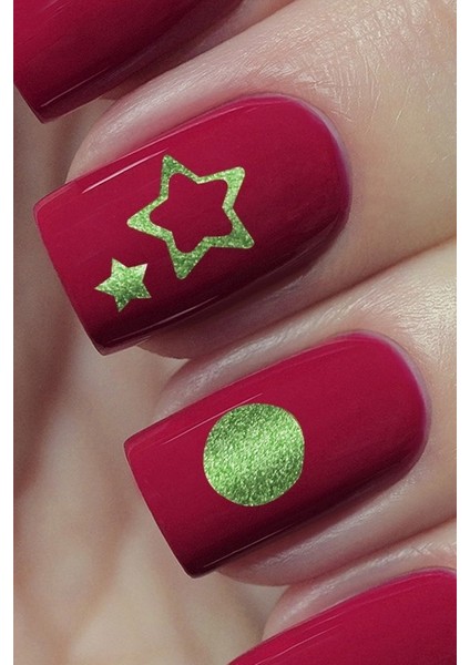 Artikel Yeşil Karışık Şekiller Metalik Tırnak Sticker, Nail Sticker, Nail Art