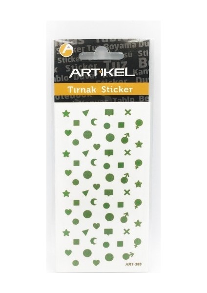 Artikel Yeşil Karışık Şekiller Metalik Tırnak Sticker, Nail Sticker, Nail Art modelleri