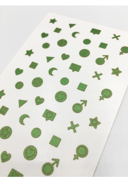 Artikel Yeşil Karışık Şekiller Metalik Tırnak Sticker, Nail Sticker, Nail Art