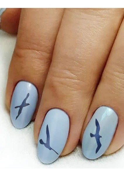 Artikel Lacivert Kuşlar Metalik Tırnak Sticker, Nail Sticker, Nail Art modelleri