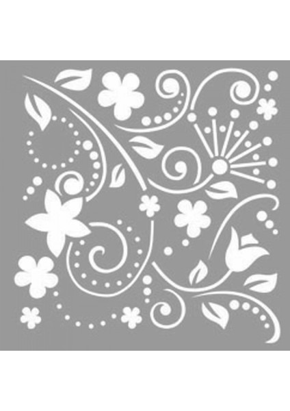 Puantiyeli Çiçek Deseni Stencil Tasarımı 30 x 30 cm