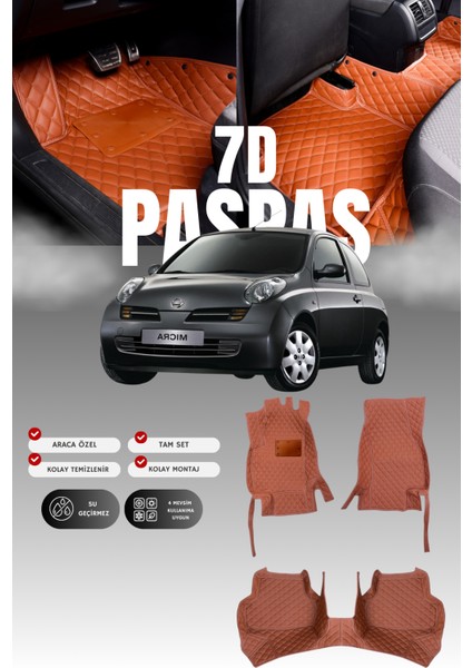 Nissan Micra (2005-2010) 7d Deri Havuzlu Oto Paspas | Tam Koruma,araca Özel & Hızlı Montaj