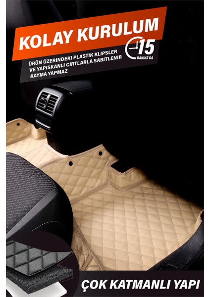 Mitsubishi Lancer (2010-2015) 7d Deri Havuzlu Oto Paspas | Tam Koruma,araca Özel & Hızlı Montaj fırsatları