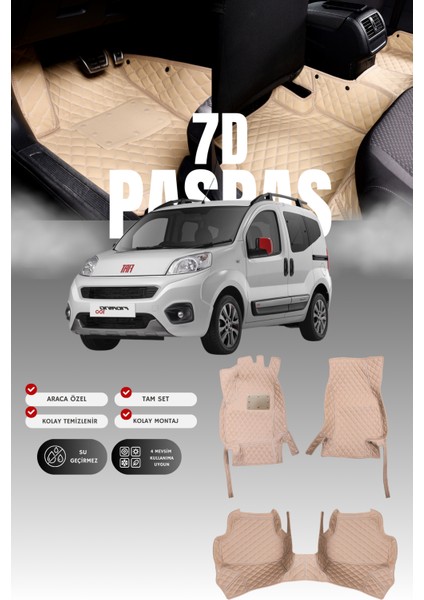 Fiat Fiorino (2007-2025) 7d Deri Havuzlu Oto Paspas | Tam Koruma,araca Özel & Hızlı Montaj