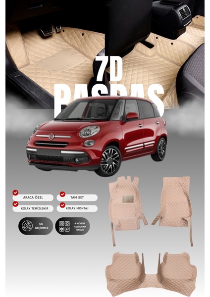 Fiat 500L (2012-2022) 7d Deri Havuzlu Oto Paspas | Tam Koruma,araca Özel & Hızlı Montaj