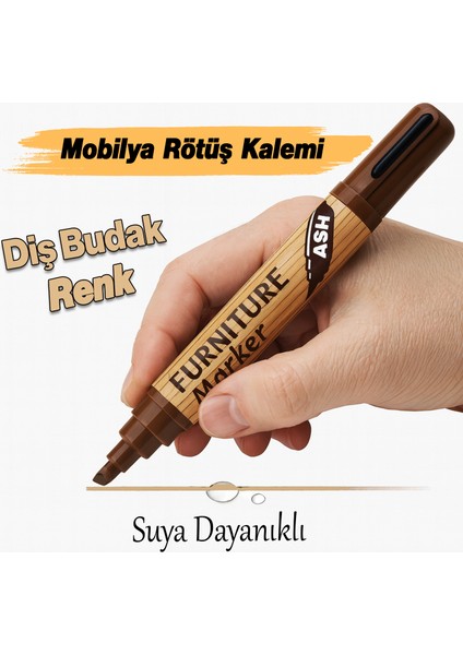 Dış Budak Renk Mobilya Rötuş Kalemi Ahşap Masa Sehpa Dolap Kalem Parke Çizik Giderici Çatlak Kapatır