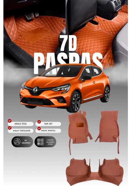 Renault Clio 5 Hatchback Benzinli (2019 ve Sonrası) 7d Deri Havuzlu Oto Paspas | Tam Koruma