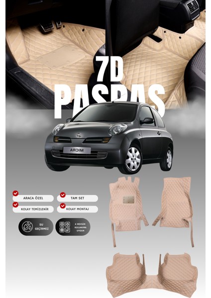 Nissan Micra (2005-2010) 7d Deri Havuzlu Oto Paspas | Tam Koruma,araca Özel & Hızlı Montaj