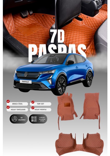 Renault Rafale (2024 ve Sonrası) 7d Deri Havuzlu Oto Paspas | Tam Koruma,araca Özel & Hızlı Montaj