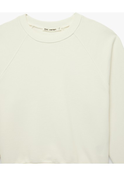 Pamuklu Rahat Kalıp Şardonlu Uzun Kollu Bisiklet Yaka Sweatshirt modelleri