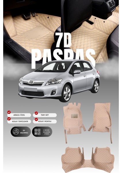 Toyota Auris (2006-2012) 7d Deri Havuzlu Oto Paspas | Tam Koruma,araca Özel & Hızlı Montaj