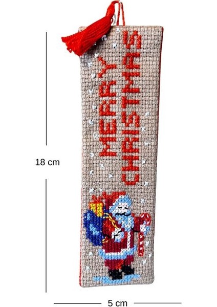 5280 El Yapımı Kanaviçe Işlemeli Noel Baba Temalı Kitap Ayracı fiyatları