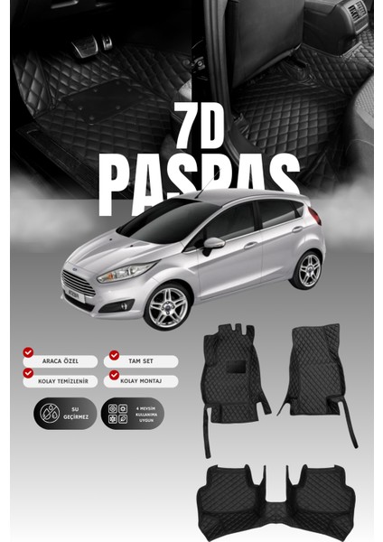 Ford Fiesta (2010-2016) 7d Deri Havuzlu Oto Paspas | Tam Koruma,araca Özel & Hızlı Montaj