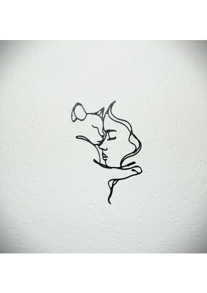 3D Baskı Kadın ve Kedi Silüeti Duvar Dekoru fiyatları