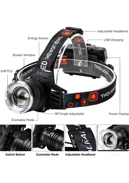 1 Km Menzilli 3000 Lümen Şarjlı Kafa Feneri - 30W Güç, Ipx-7 Suya Dayanıklı Kamp/av Feneri fiyatları