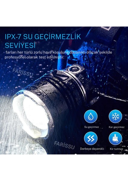 1 Km Menzilli 3000 Lümen Şarjlı Kafa Feneri - 30W Güç, Ipx-7 Suya Dayanıklı Kamp/av Feneri modelleri