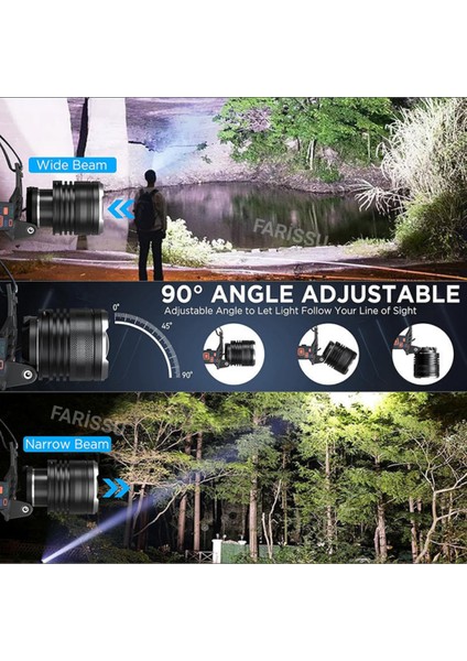 1 Km Menzilli 3000 Lümen Şarjlı Kafa Feneri - 30W Güç, Ipx-7 Suya Dayanıklı Kamp/av Feneri indirimleri
