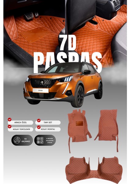 Peugeot 2008 (2019 ve Sonrası) 7d Deri Havuzlu Oto Paspas | Tam Koruma,araca Özel & Hızlı Montaj