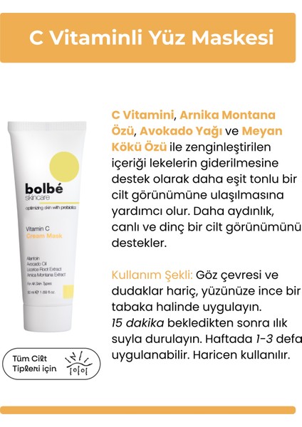 Ton Eşitleyici ve Leke Görünümünü Hafifleten %2 C Vitamini Krem Maske - 50 ml modelleri