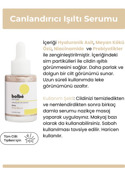 Ton Eşitleyici, Leke Karşıtı, Niacinamide İçeren Işıltı Veren Serum - Shine Drop - 30 ml modelleri