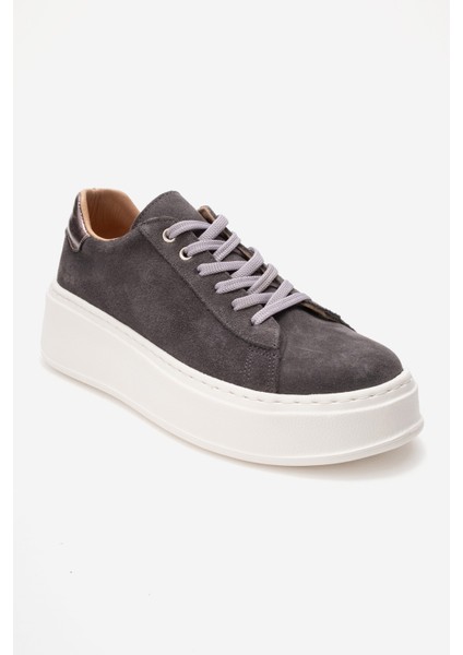 Gueno Füme Hakiki Deri Süet Kadın Spor Ayakkabı