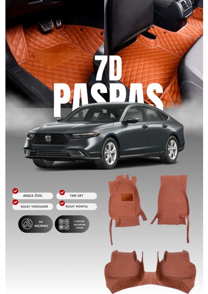 Honda Accord (2023 ve Sonrası) 7d Deri Havuzlu Oto Paspas | Tam Koruma,araca Özel & Hızlı Montaj