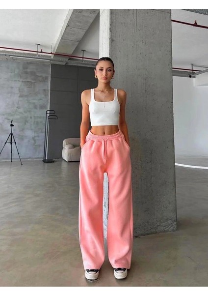 3 Iplik Şardonlu Oversize Eşofman Somon