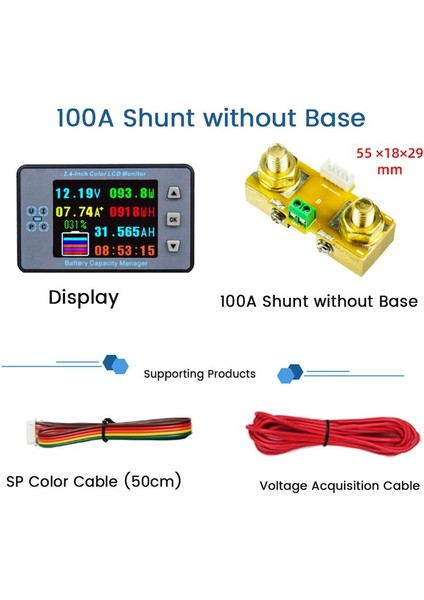 VA9810 2 4 Inçlik Voltaj ÖLÇER+100A Saptırıcı+Kasa Coulometre Kapasite Elektrikli Araç/rv Için Güç Dedektörü Monitörü (Yurt Dışından) fiyatları