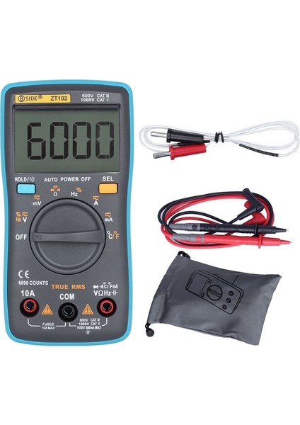 Bıde ZT102 Multimetre Dijital Multimetre 6000 Sayısı Ac/dc Voltaj Akım Test Cihazı Voltmetre Ammetre Frekans Ölçer (Yurt Dışından)