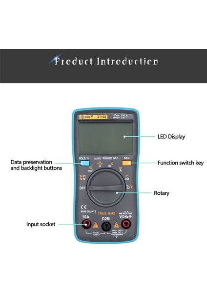 Bıde ZT102 Multimetre Dijital Multimetre 6000 Sayısı Ac/dc Voltaj Akım Test Cihazı Voltmetre Ammetre Frekans Ölçer (Yurt Dışından) fırsatları