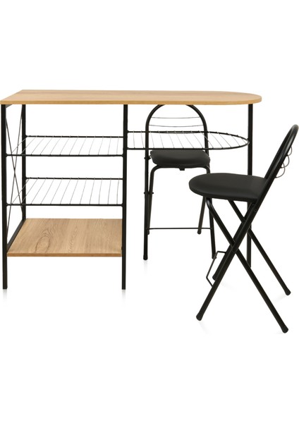 Akın Lüx 2 Katlanır Sandalyeli Bar Masası Seti - Legnano / Siyah - 122 cm modelleri