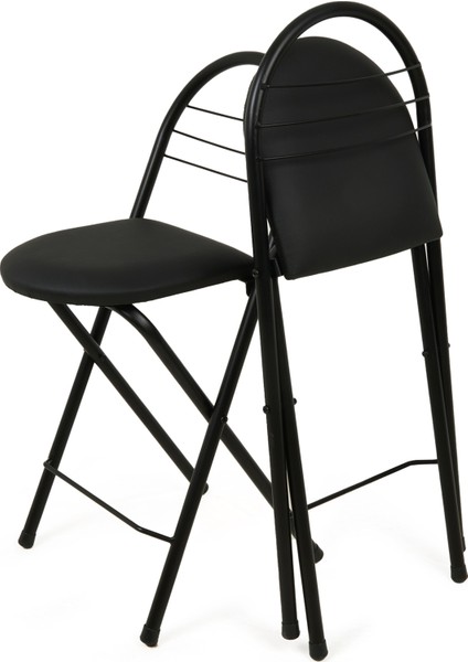 Akın Lüx 2 Katlanır Sandalyeli Bar Masası Seti - Legnano / Siyah - 122 cm