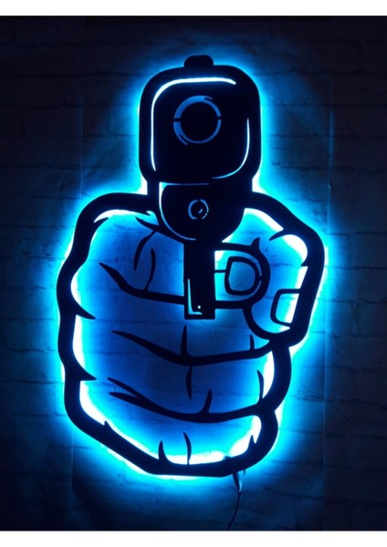 Rgb Silah Rgb LED Işıklı Ahşap Mdf Dekoratif Tablo fiyatları
