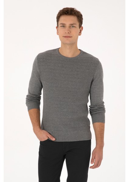 Erkek Gri Melanj Kazak /triko 50307827-VR086