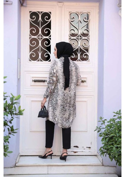 Leopar Desenli Tesettür Viskon Tunik 11529LP fırsatları