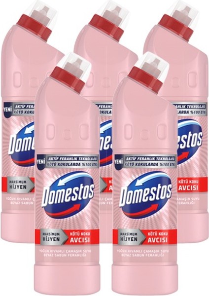 Çamaşır Suyu Beyaz Sabun Ferahlığı 750 ml X5