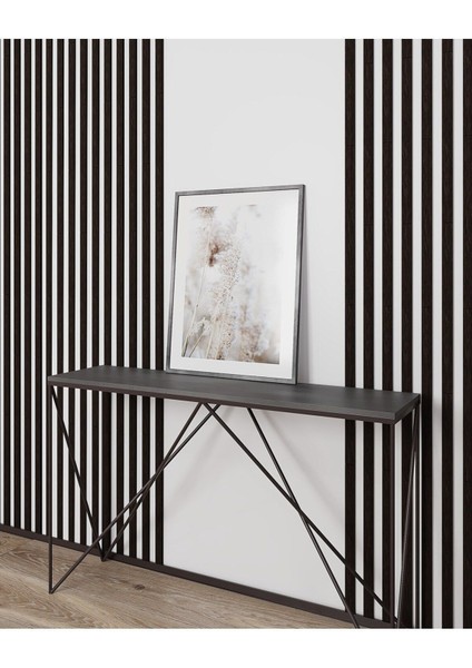 Dekorasyon Ahşap Şerit Duvar Panelleri Duvar Çıtası Iskandinav Siyah Renk (1 Paket-5 Adet)