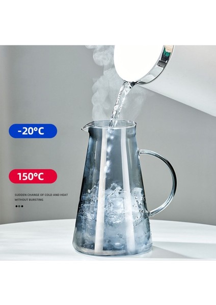 Borosilikat Cam Metal Kapaklı Lüks Sürahi 1900 ml (Füme) Esk fiyatları