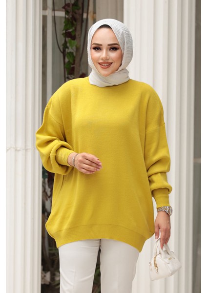 Hardal Tesettür Triko Kazak Tunik 17201HR