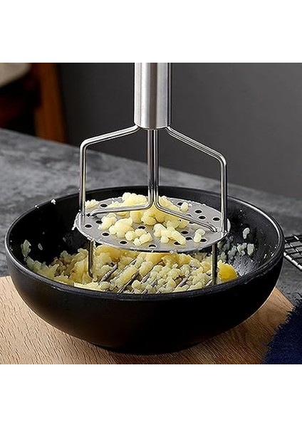 Paslanmaz Çelik Yaylı Patates Ezici - 24,5 cm Patates Presi | Ergonomik Saplı Sebze Ezme Aleti | Manuel Püre Yapıcı | fiyatları