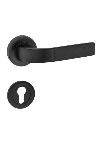 Nergis Kol Yuvarlak Rozetli Siyah Yale Kapı Kolu