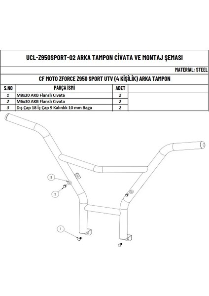 Cfmoto Z Force 950 Utv (4 Kişilik) Uyumlu Arka Tampon indirimleri