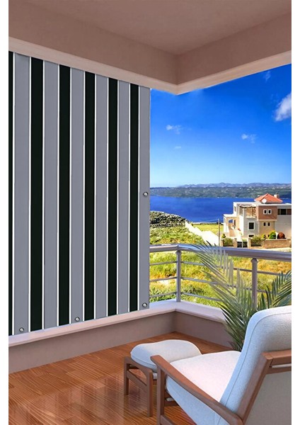 Kalın- Işık Su Geçirmez Düğmeli Kuş Gözlü Bağcıklı Balkon Perdesi Siyah-Gri Enxboy fırsatları