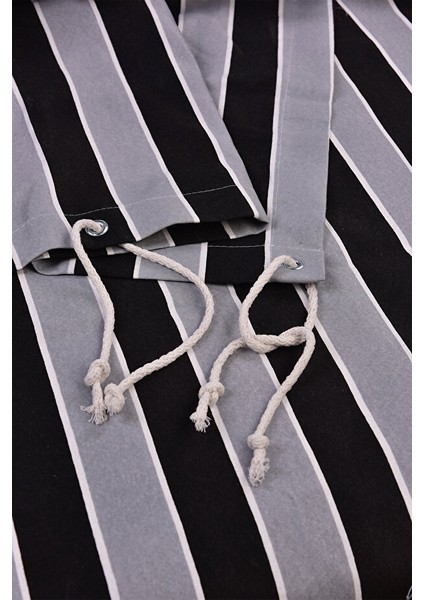 Kalın- Işık Su Geçirmez Düğmeli Kuş Gözlü Bağcıklı Balkon Perdesi Siyah-Gri Enxboy